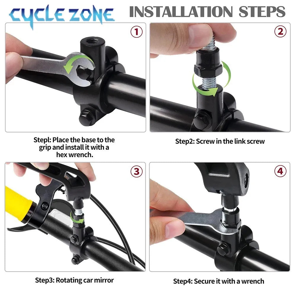 Universal Bike Handlebar Mirrors Wide Angle 360 Rotating Bicycle Rear View Mirror MTB E-Bike Electric Scooter HD Rearview Mirror