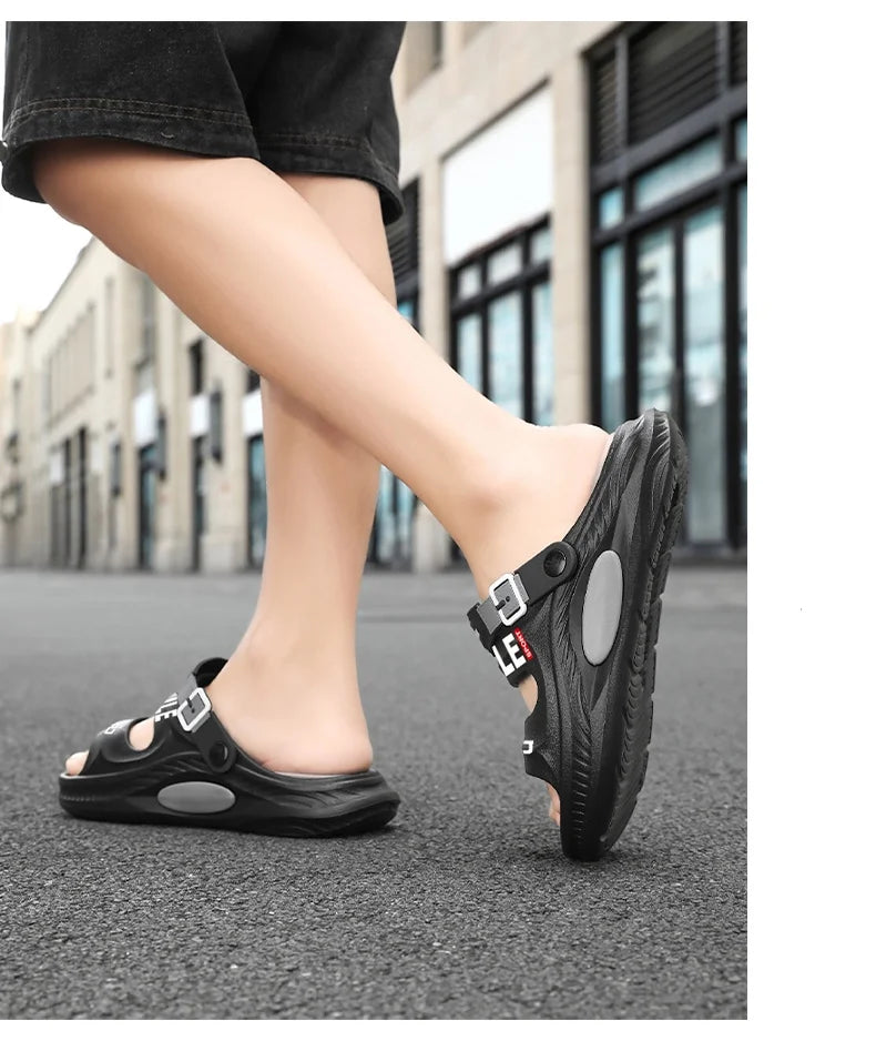 Fashion Trend Men's Shoes Flat Men's Sandals Summer 2025 Thick Soles Soft Comfortable Non-slip Beach Sandals Outdoor Slippers