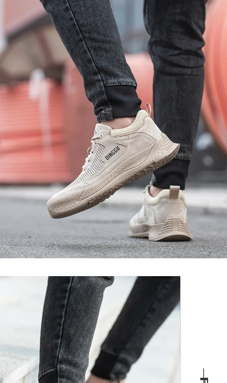 Men Steel Toe Shoes Men Breathable Work Shoes Women Hollow Out Upper Work Sneakers Lightweight Steel Toe Protective Safety Boots
