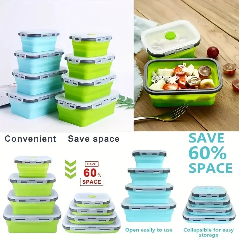 Collapsible Food Storage Containers with Airtight Lids – Reusable Lunch & Meal Prep Boxes”