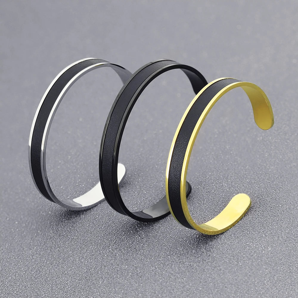 Stainless Steel Open Cuff Bracelet – Unisex Fashion Bangle