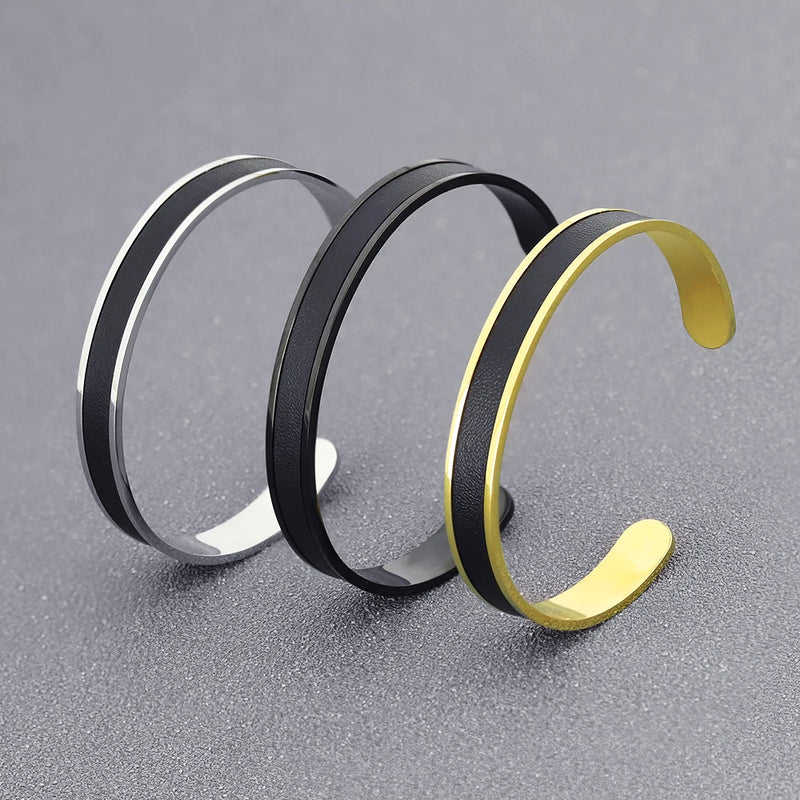 Stainless Steel Open Cuff Bracelet – Unisex Fashion Bangle