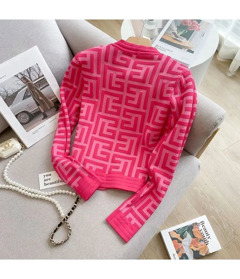 New Women's Cardigan Short Knit French Retro Style Sweater Coat Vintage Clothes Long Sleeve Top  Y2k