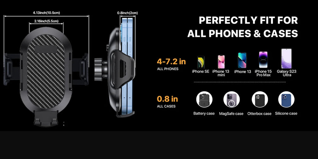 Car Phone Mount (with Metal Hook Clip) Air Vent Phone Holder Universal Car Mount, Compatible with Garmin GPS, iPhone, Android
