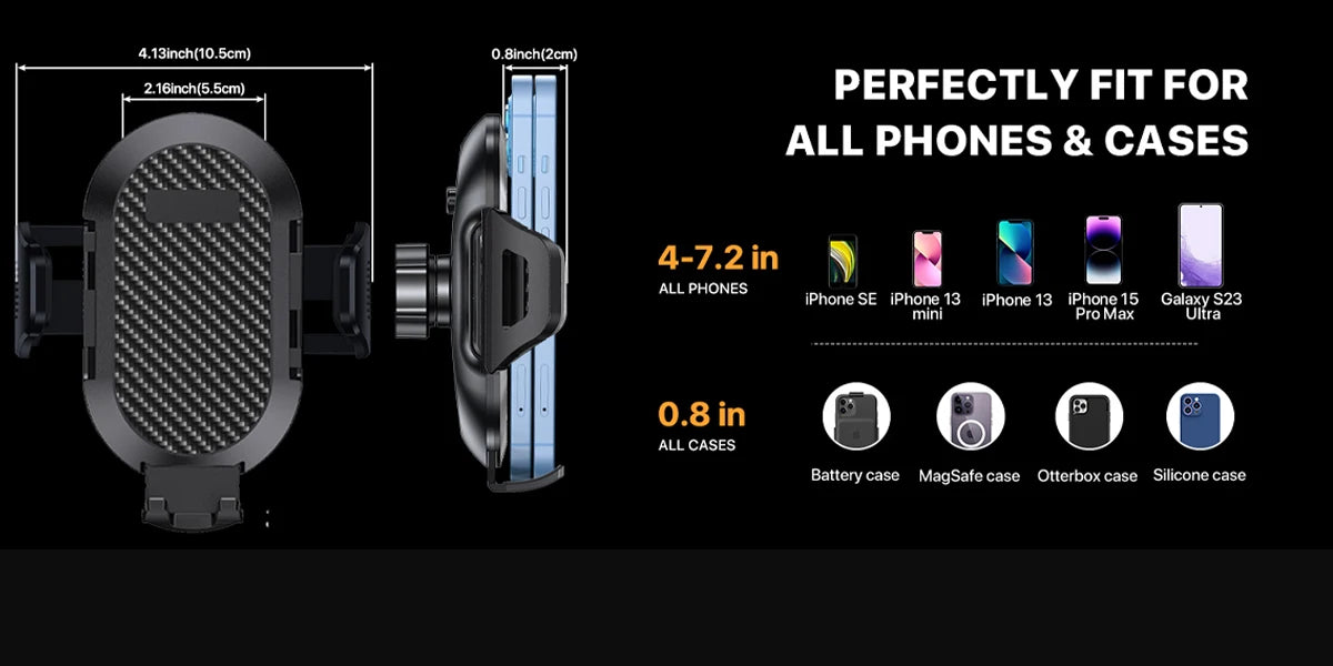Car Phone Mount (with Metal Hook Clip) Air Vent Phone Holder Universal Car Mount, Compatible with Garmin GPS, iPhone, Android
