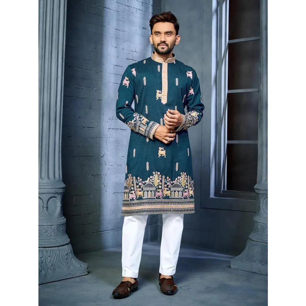 Men’s Kurta Caftan Robe – Long Sleeve Ethnic Traditional Wear