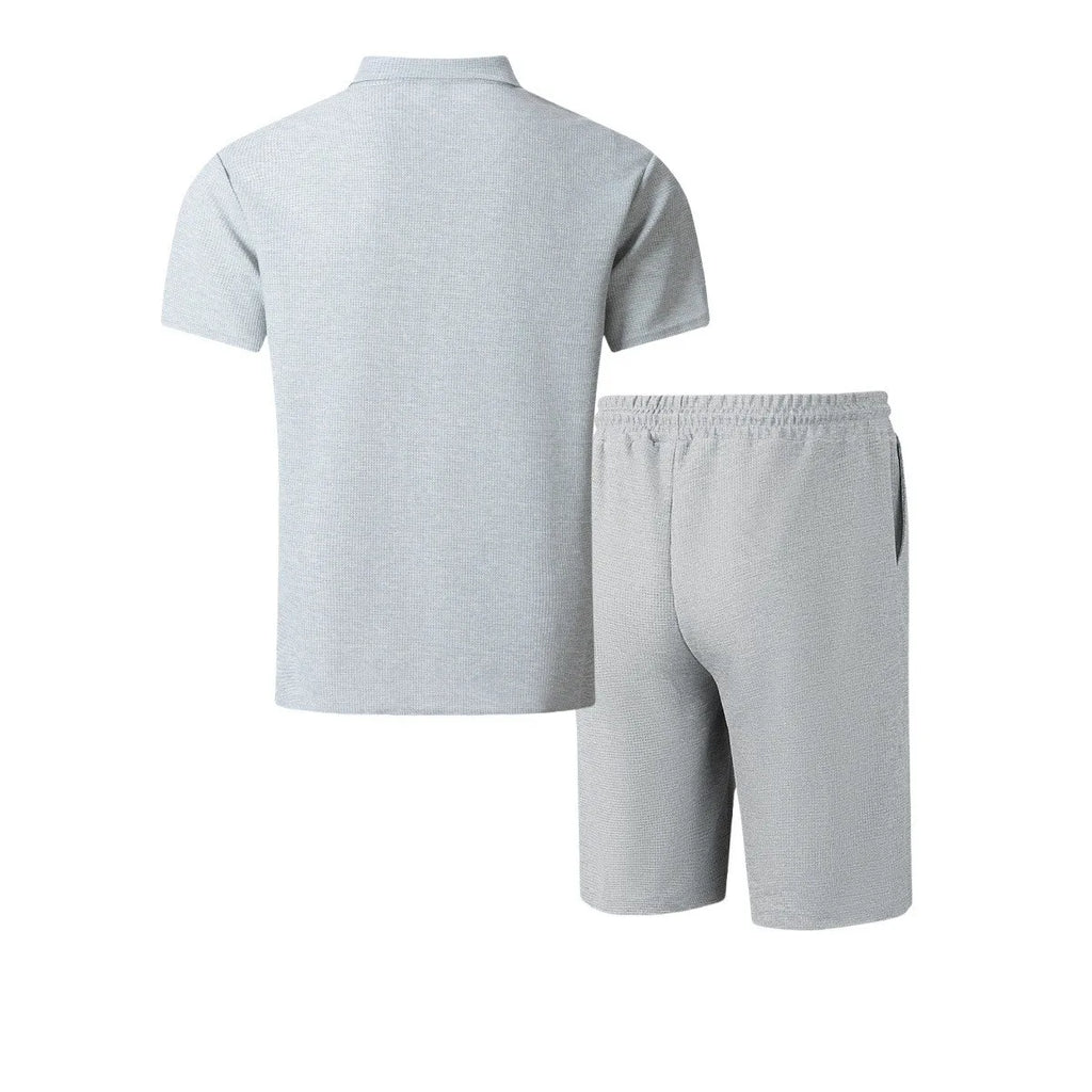Men’s Two-Piece Casual Short Set with Button Pockets