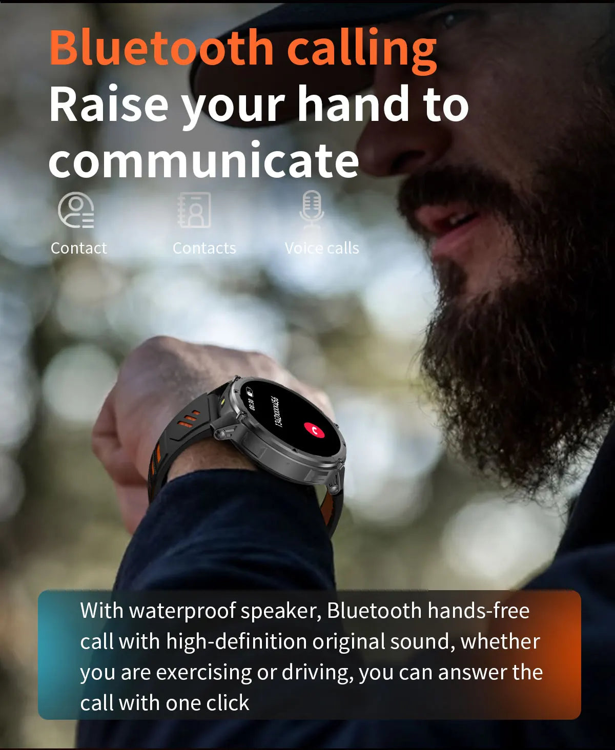 Men Smart Watch 1.7inch LED Flashlight HT33 BT Calling Outdoor Sports Compass Health Monitoring 1100mAh Large Battery Smartwatch