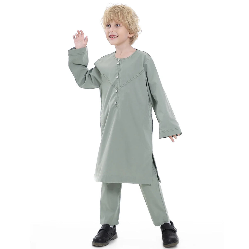 Boys Islamic Thobe – Kids Long Sleeve Traditional Robe