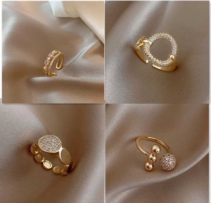 Gold-Tone Party Ring for Women with Artificial Gemstone