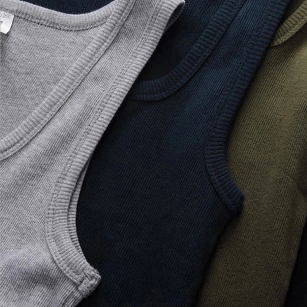 Men's Pure Cotton Tight Vest Casual Sports Tank Tops Middle-aged Sleeveless Basic Tops Quick Drying Bodybuilding Vest