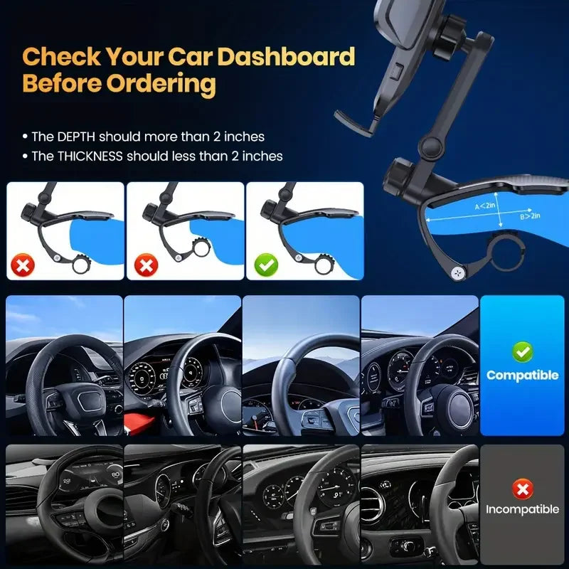 Multifunctional Car Mount Phone Holder - Silver Dashboard Stand for Mobile Navigation Anti-Shake Support Universal Desktop Bracket