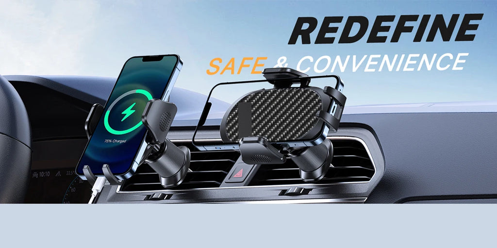 Car Phone Mount (with Metal Hook Clip) Air Vent Phone Holder Universal Car Mount, Compatible with Garmin GPS, iPhone, Android
