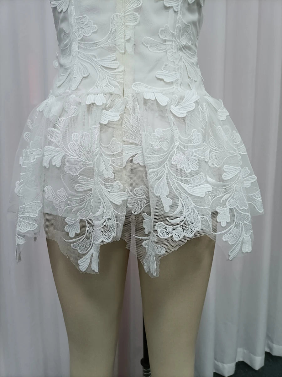 Dresses for Women Strapless Sleeveless High Waist Solid Mesh Mini Dress Female Fashion