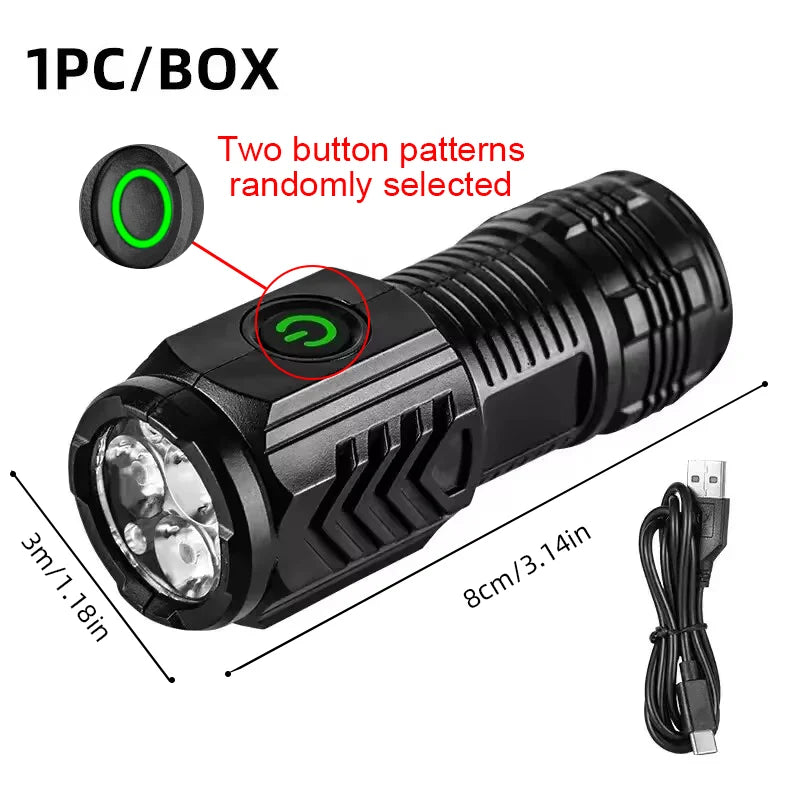 New Powerful Flashlight 3 Core LED Mini Tactical Flashlight Rechargeable High Power LED Torch Metal Pen Clip Hand Lamp