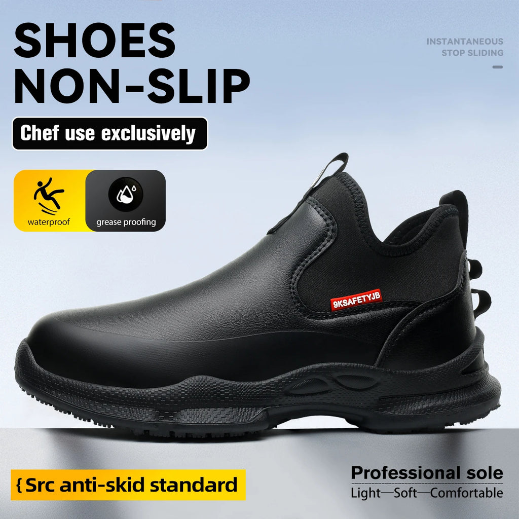 Chef Shoes Four Seasons Anti Slip Oil Resistant Business Casual Men's Work Shoes Fashion Comfort Soft Soled Waterproof Shoes