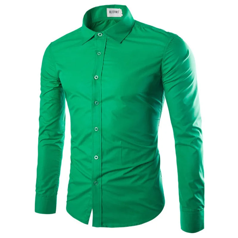 Colors Solid Color Men's Fashionable Candy Color Shirt Men's Casual Long Sleeve Shirt for Men