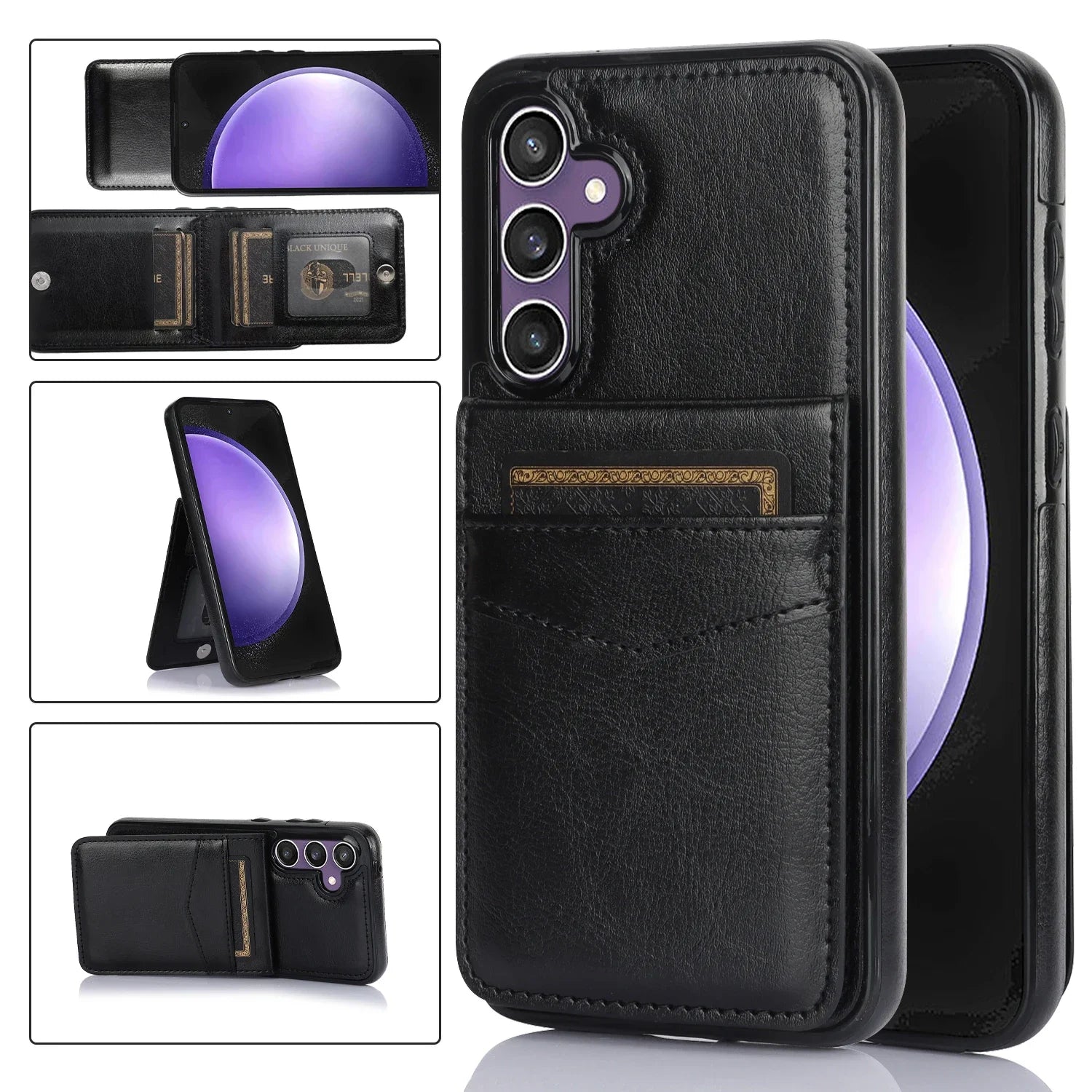 Flip Leather Card Solt Holder Wallet Case For Samsung Galaxy S25 Ultra S24 Plus S23 FE S22 S21 A16 A35 A55 A54 Stand Bag Cover