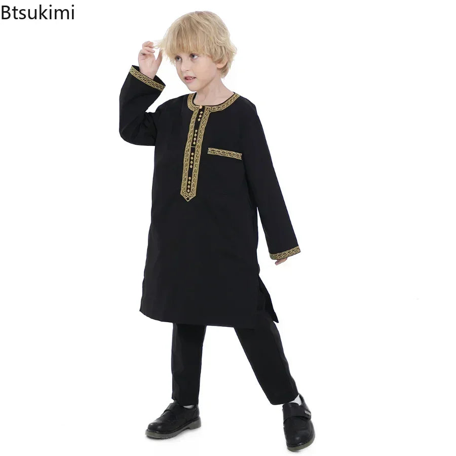Boys Islamic Thobe – Kids Long Sleeve Traditional Robe