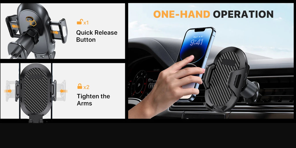Car Phone Mount (with Metal Hook Clip) Air Vent Phone Holder Universal Car Mount, Compatible with Garmin GPS, iPhone, Android