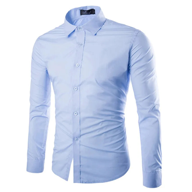 Colors Solid Color Men's Fashionable Candy Color Shirt Men's Casual Long Sleeve Shirt for Men