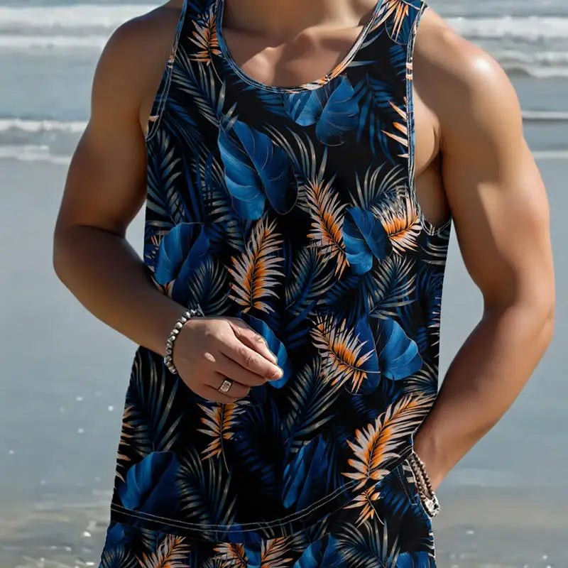 Men’s Sleeveless Printed Summer Tank Top