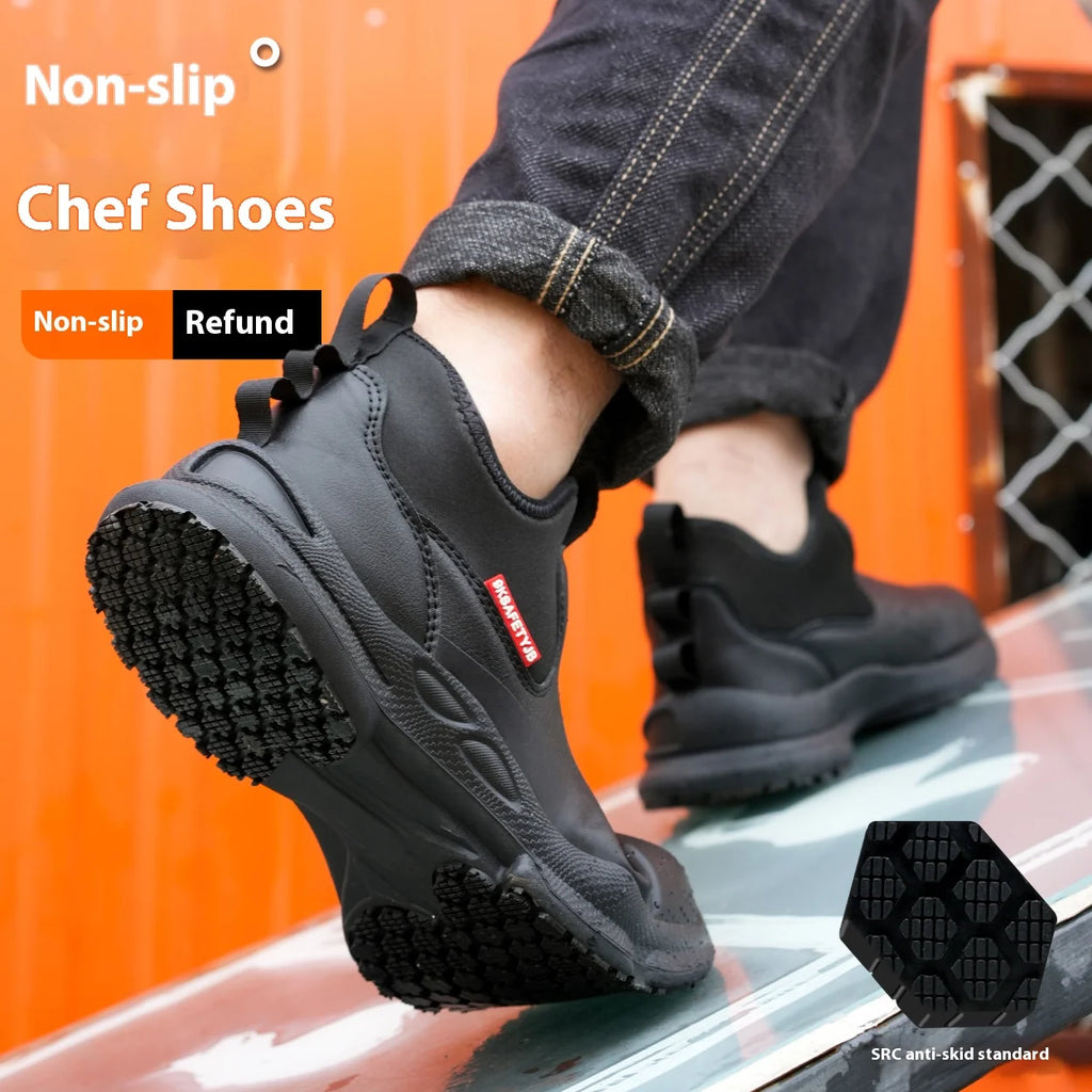 Chef Shoes Four Seasons Anti Slip Oil Resistant Business Casual Men's Work Shoes Fashion Comfort Soft Soled Waterproof Shoes