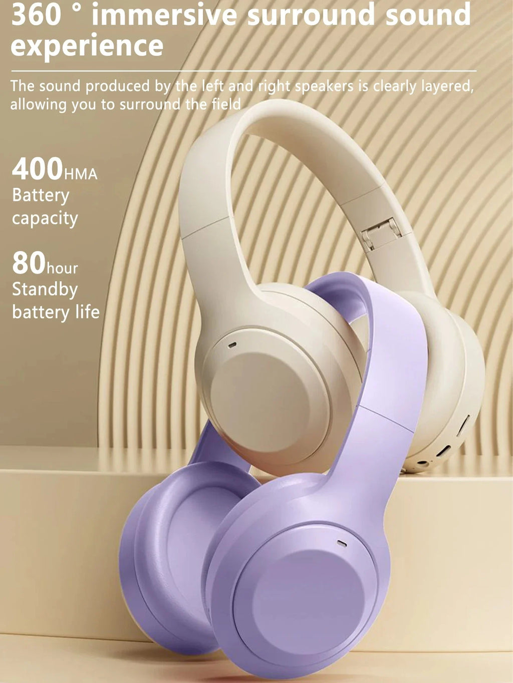 Lenovo Wireless Bluetooth 5.3 Earphones Foldable Computer Wireless Headphones 360° Stereo Sound Gaming Headset Android and iOS