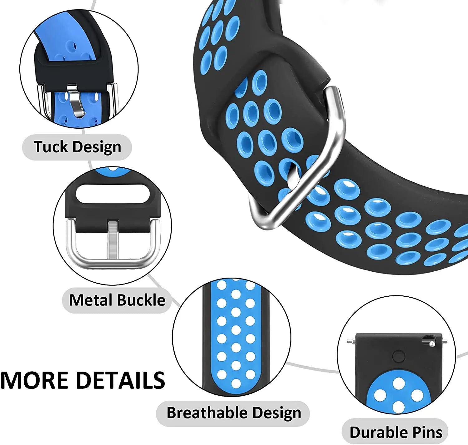 Silicone Watch Strap for Fitbit Versa 2/Fitbit Versa/Versa Lite/Versa Special Edition,Breathable Sport Replacement Watch Band