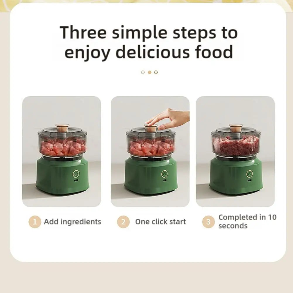 USB Rechargeable Mini Garlic Chopper Electric Food Processor Powerful Vegetable Crusher Wireless Blender For Ginger Chili Meat