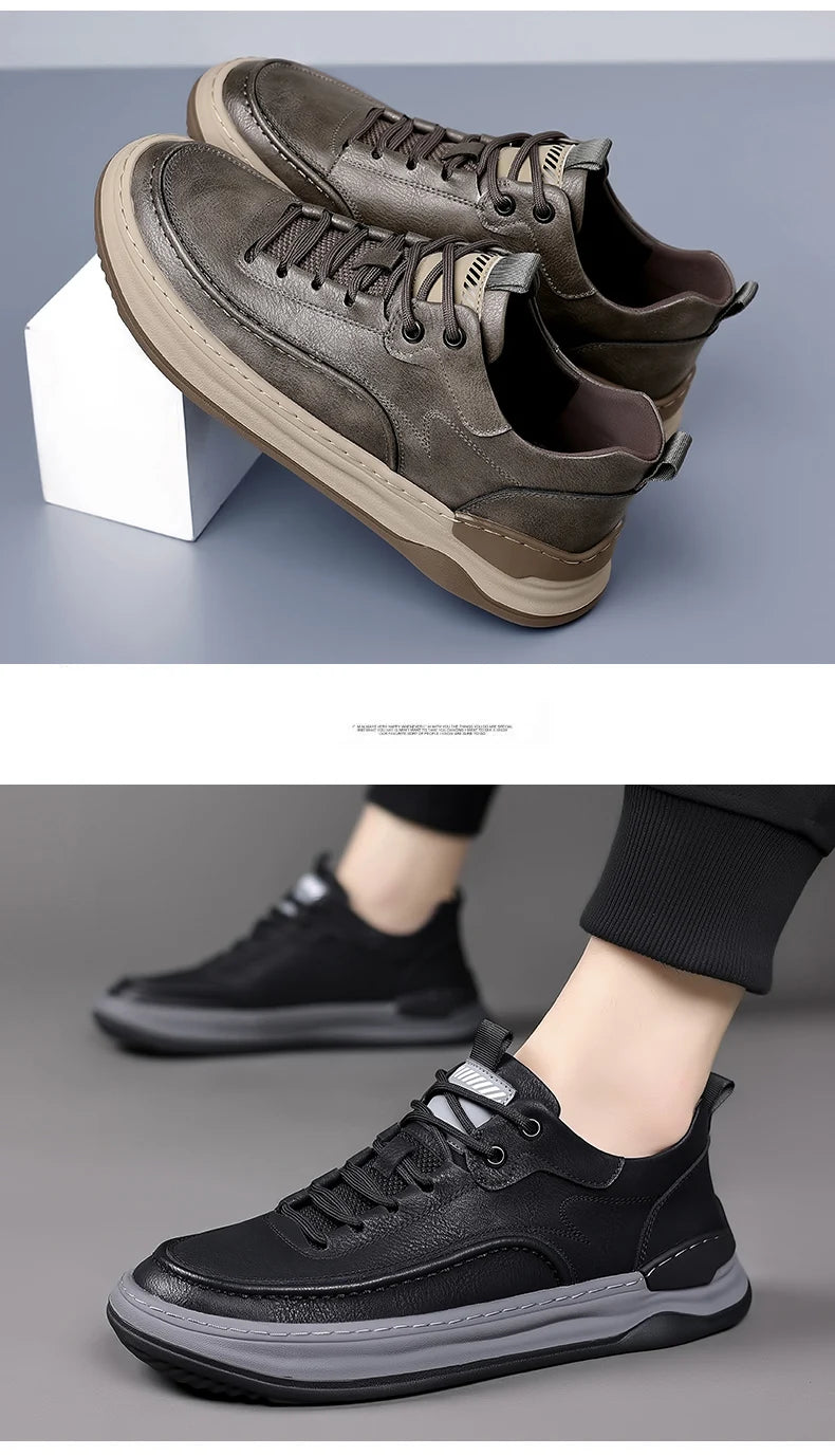 Sport Shoes Genuine Leather Men's Shoes  Brand Casual Shoes Lace up Mens Sneakers Italian Breathable Tenis  Skateboard Shoe