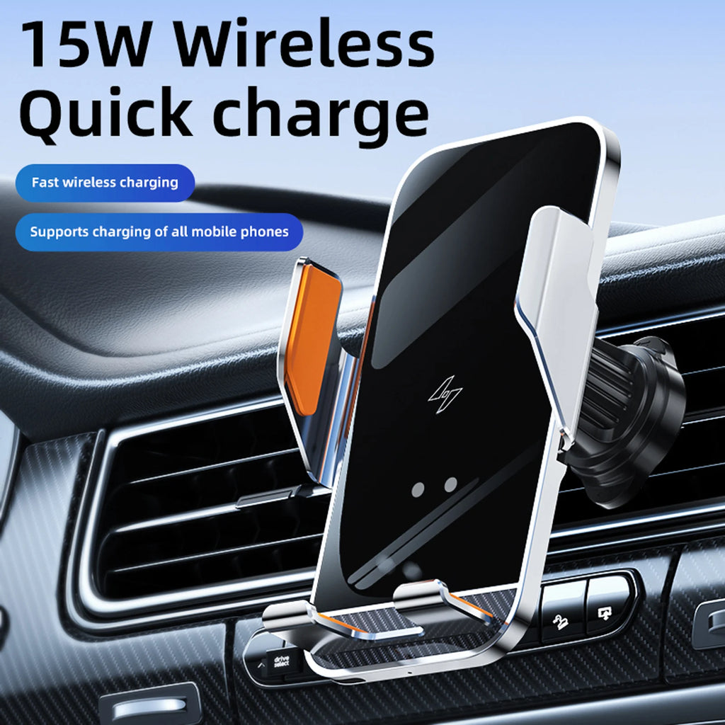 Car Wireless Charging Phone Holder Smart Sensing Fast Wireless Charger Phone Mounts 360° Rotation Inductive automatic clamping