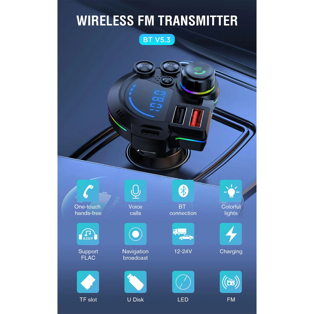 Car Charger Wireless FM Transmitter Hands-Free Calling Radio Receiver Mp3 Music Stereo Adapter Dual USB Port Charger