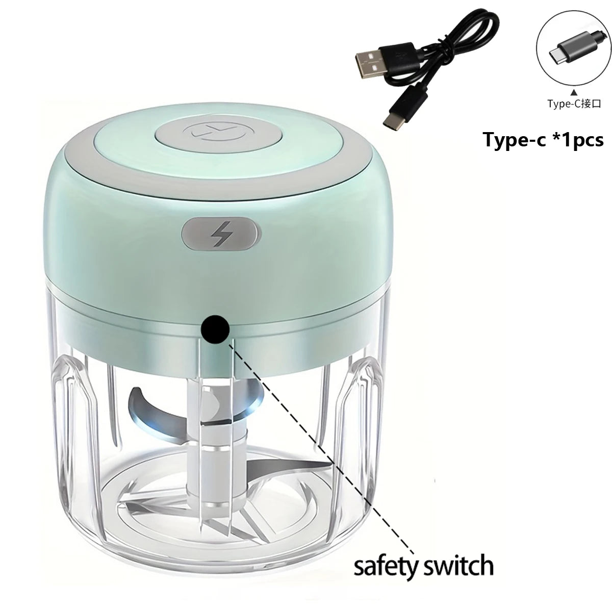 Mini Electric Food Chopper – Portable USB Rechargeable Vegetable Cutter