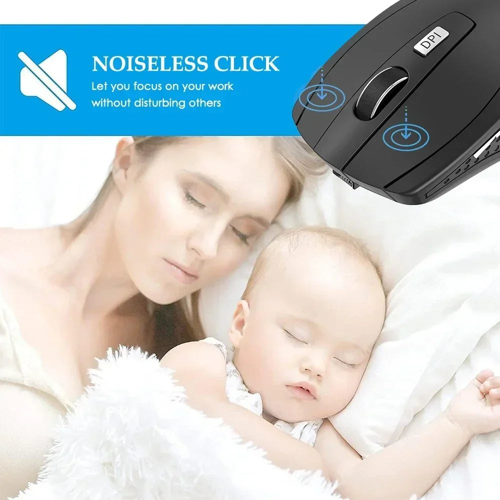 2.4G Wireless Mouse Portable Ergonomics Mouse Mobile Optical Office Mouse Adjustable 1600DPI Levels for Notebook Laptop MacBook