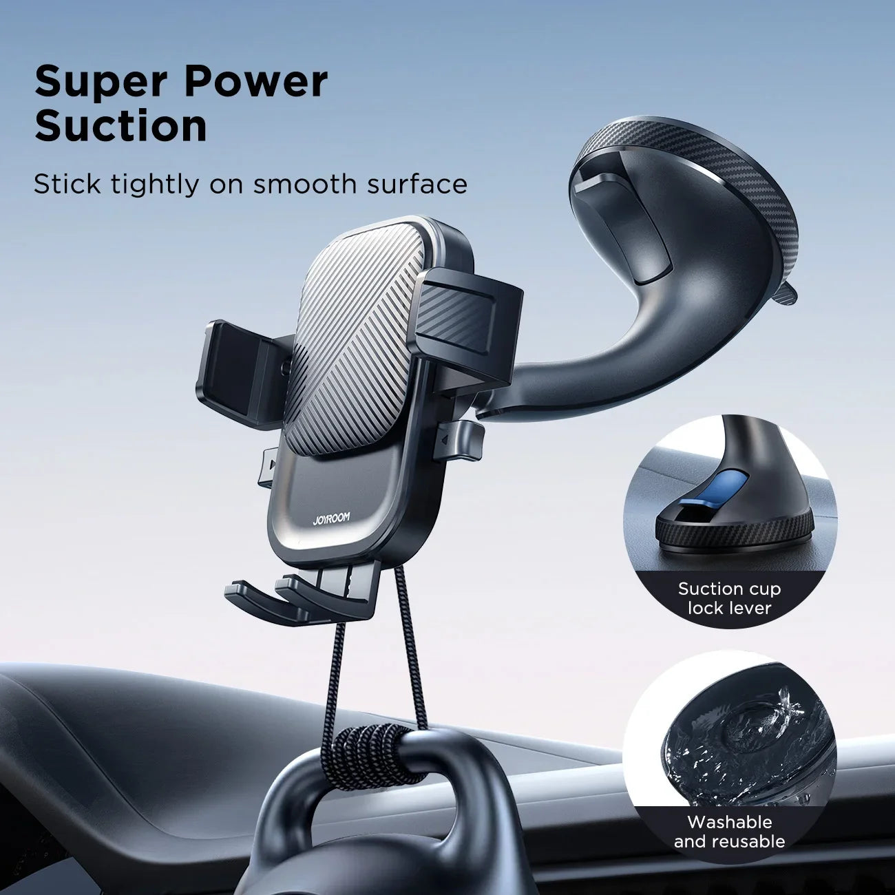 Car Phone Holder Mount Car Strong Suction Hands-Free Universal Cell Phone Stand For Dashboard/Windshield 360° Rotation