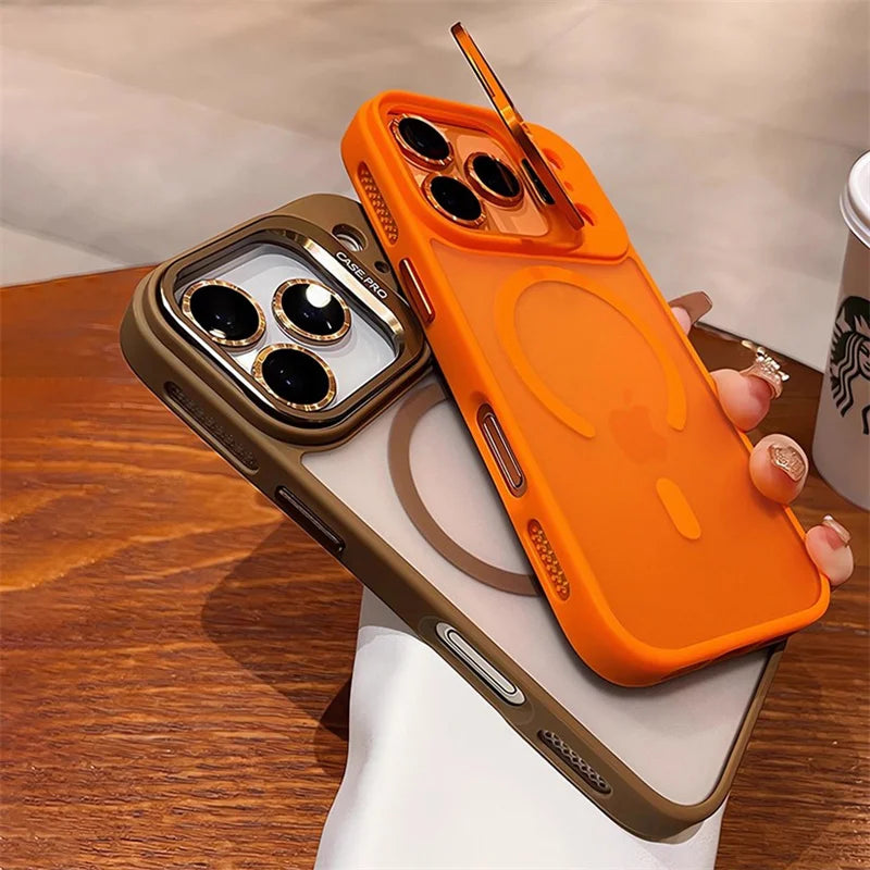 Official Color Case for iphone 17 pro max case Air 16 15 14 13 12 11 Pro Max for Magsafe Wireless Charge Stand Holder Lens Cover