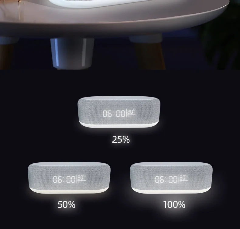 Wireless Chargers Pad Stand Phone 15W Fast Charging Dock Alarm Bedroom Lamp Night Light Desktop Clock Temperature Thermometer