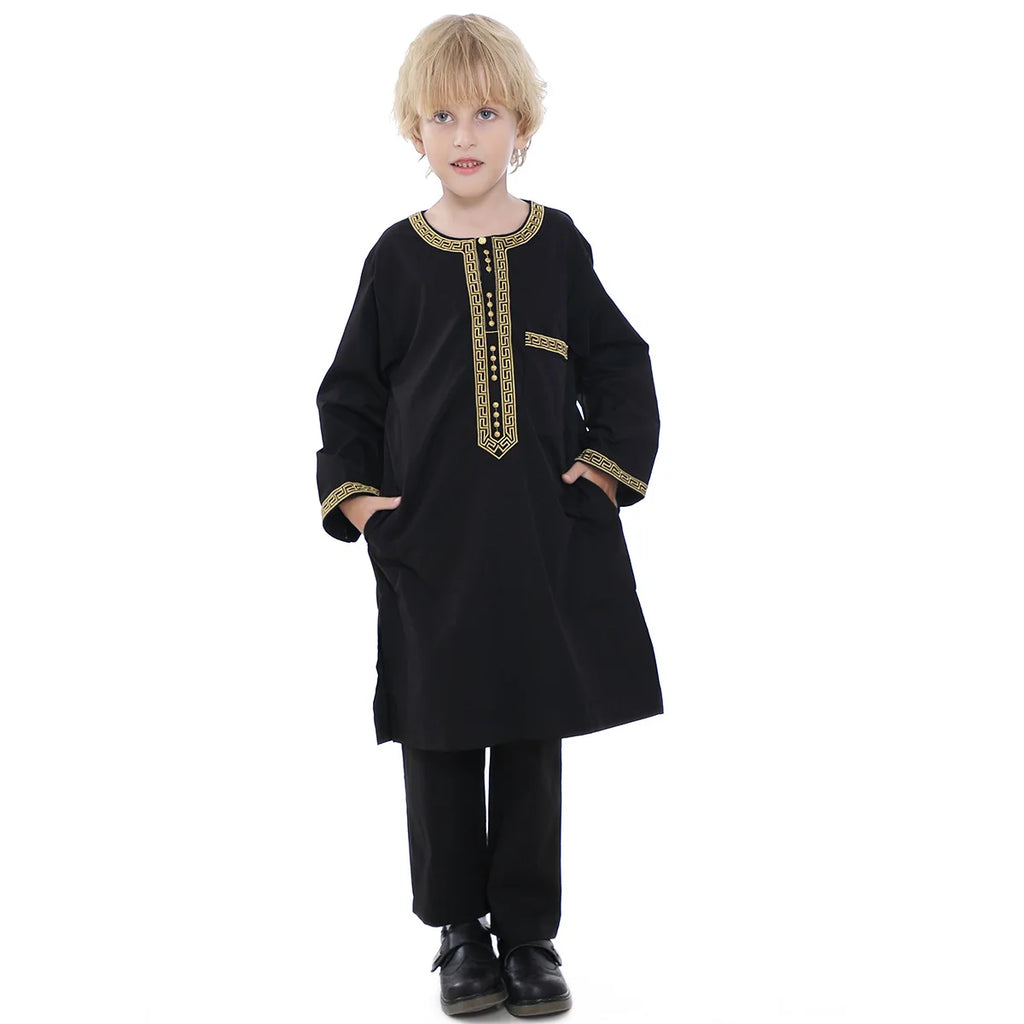 Boys Islamic Thobe – Kids Long Sleeve Traditional Robe
