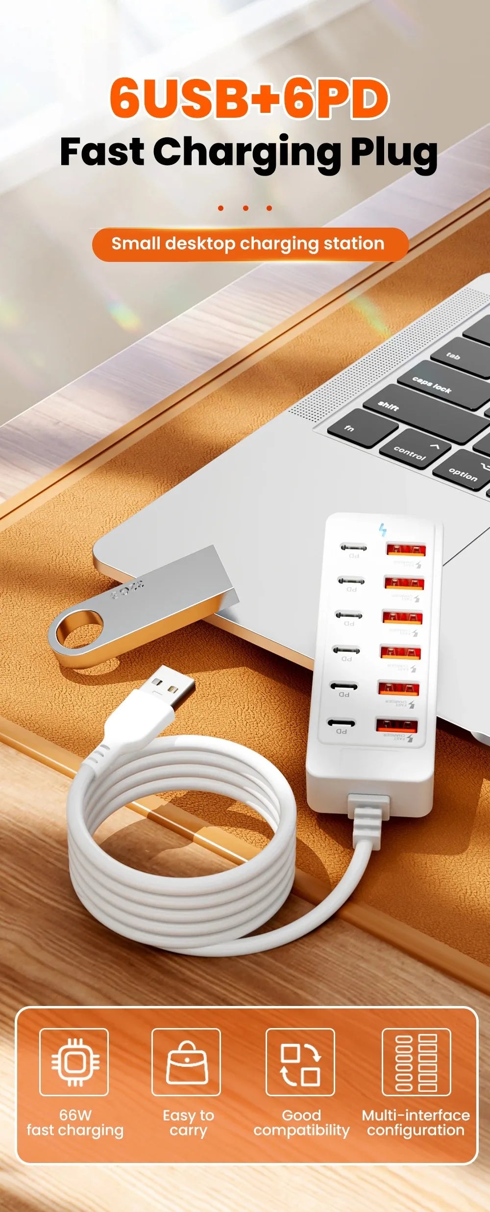 USB Type C Charger 12 in 1 USB HUB Adapter Socket Fast Charging Power Strip Desktop Charging Station For iPhone Samsung