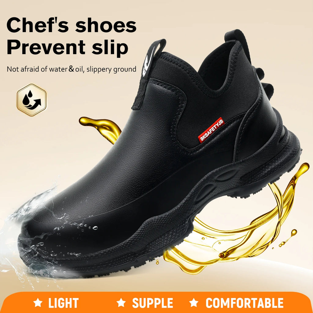 Chef Shoes Four Seasons Anti Slip Oil Resistant Business Casual Men's Work Shoes Fashion Comfort Soft Soled Waterproof Shoes