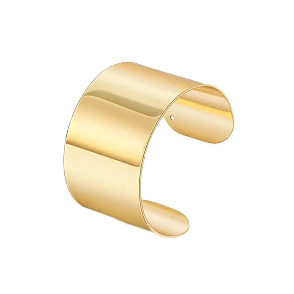 Unisex Wide Open Cuff Bracelet – Gold & Silver Tone Adjustable Metal