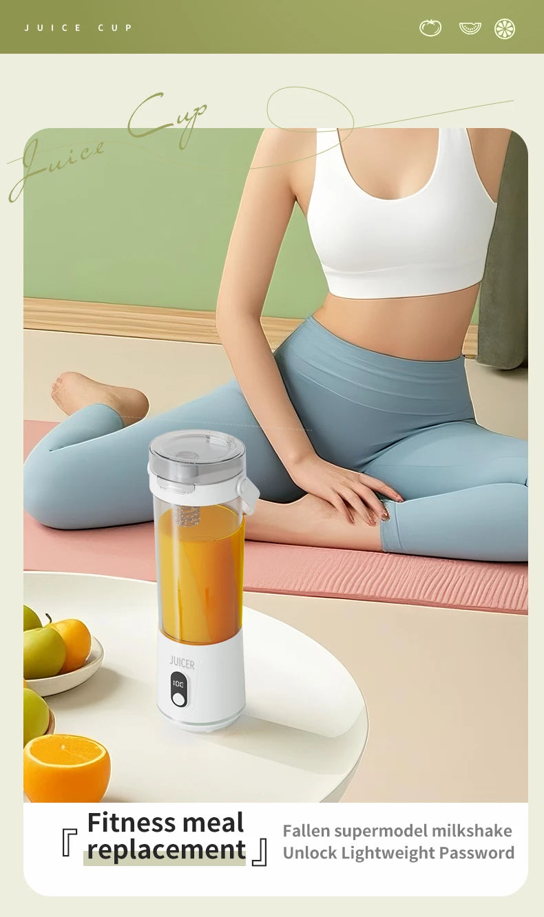 Portable Blender 600ML Electric Juicer Rechargeable 4000mAh USB Fruit Mixer Personal Smoothie Maker Outdoor Fresh Fruit Blender