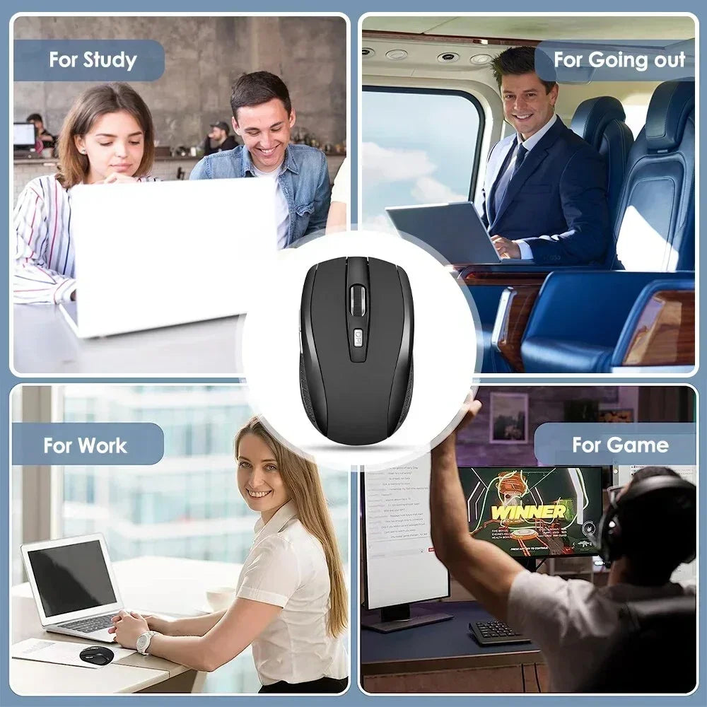 2.4G Wireless Mouse Portable Ergonomics Mouse Mobile Optical Office Mouse Adjustable 1600DPI Levels for Notebook Laptop MacBook