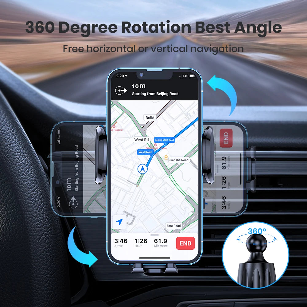 Car Phone Holder Mount Upgraded Stainless Steel Hook Cell Phone Holder for Car Air Vent Mag-Safe Compatible All Phones