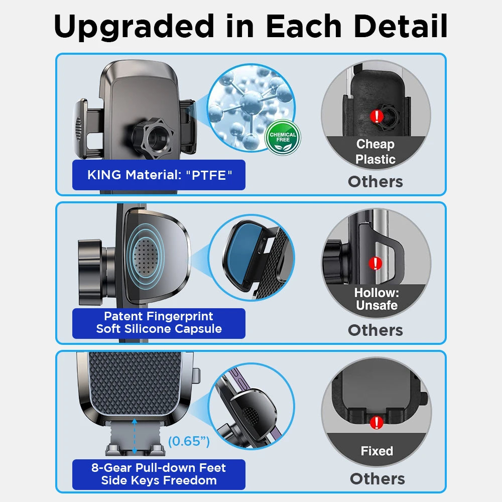 Car Phone Holder Mount 360° Widest View Universal Handsfree Auto Air Vent Flexible Long Arm Phone Mount