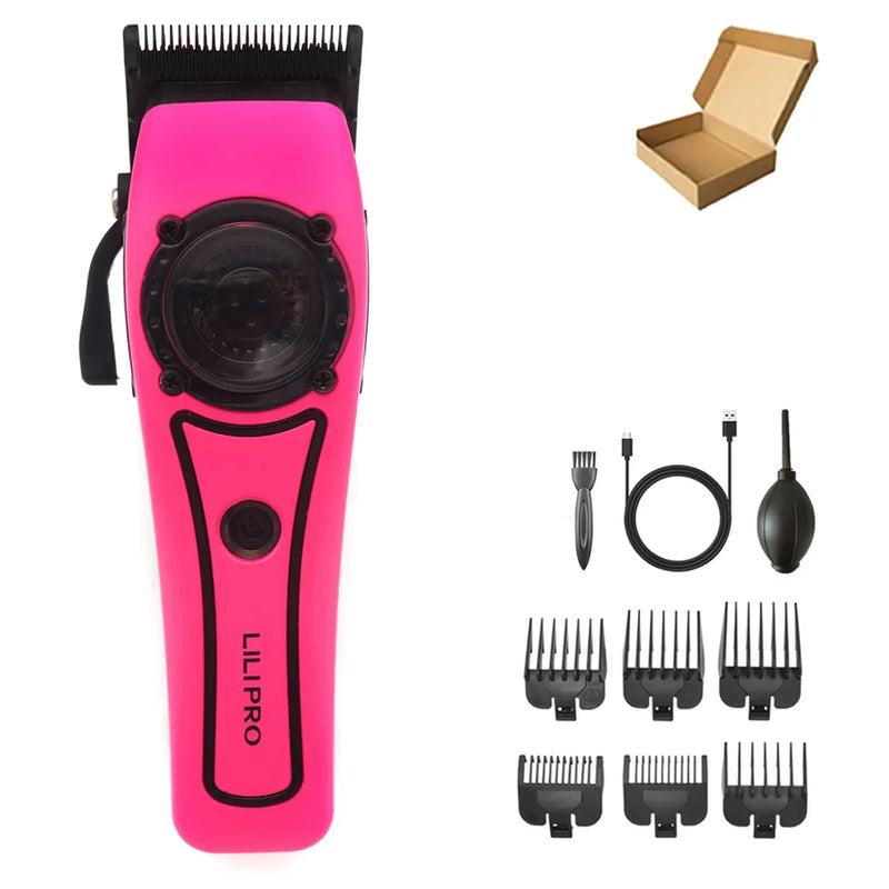 Professional LILIPRO L61 Men’s Hair Clipper with 8000RPM motor, DLC steel blades & 180min battery. Cordless, USB rechargeable, with cooling fan.