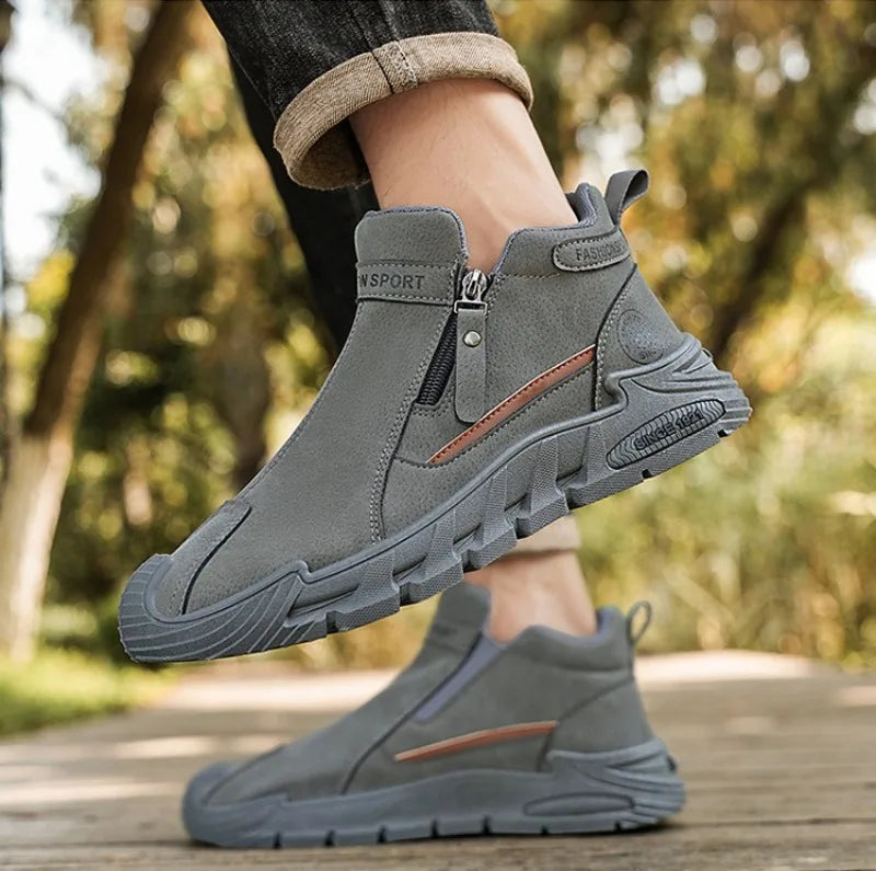Men’s Casual Zipper Sneakers Breathable Non Slip Outdoor Shoes