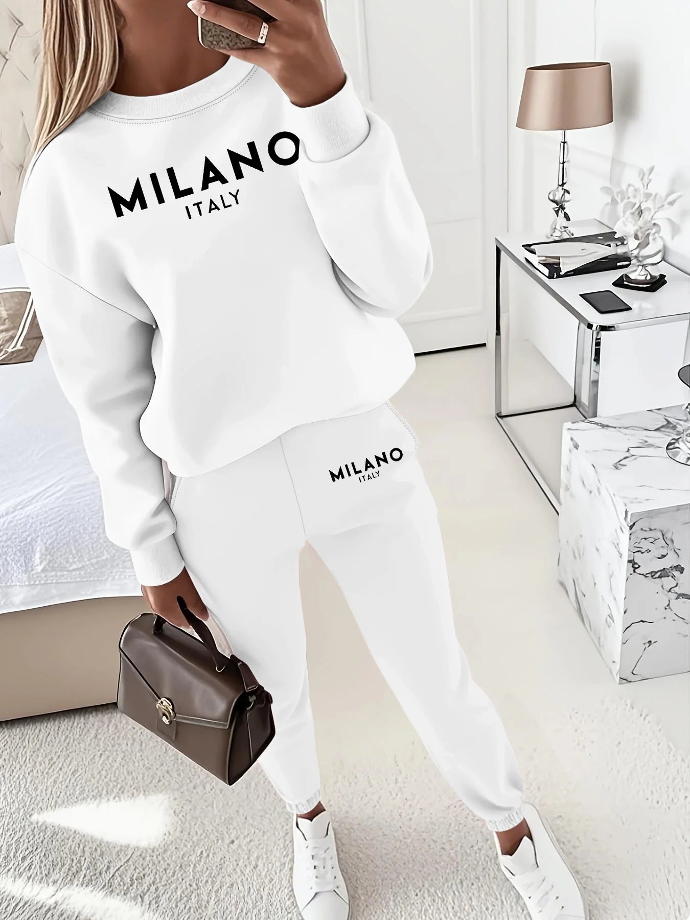 Women’s Warm Hoodie Sweatpants Set Plush Fleece Two Piece Outfit