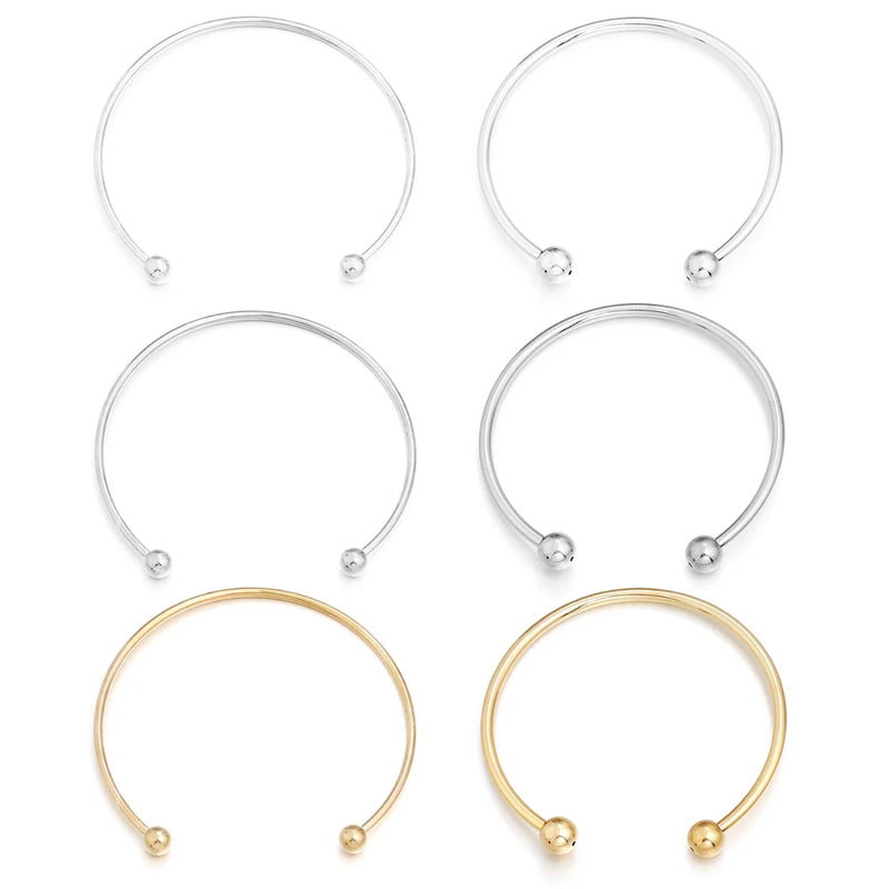 Unisex Silver-Plated Round Cuff Bracelet – Trendy Adjustable Design